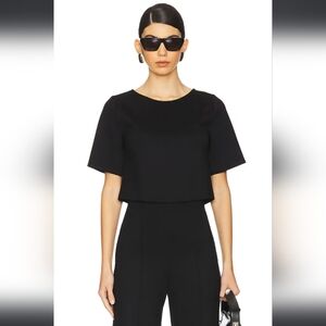 RIPLEY RADER Women's Black Ponte Short Sleeve Top Cropped Tee Size XL (1+)